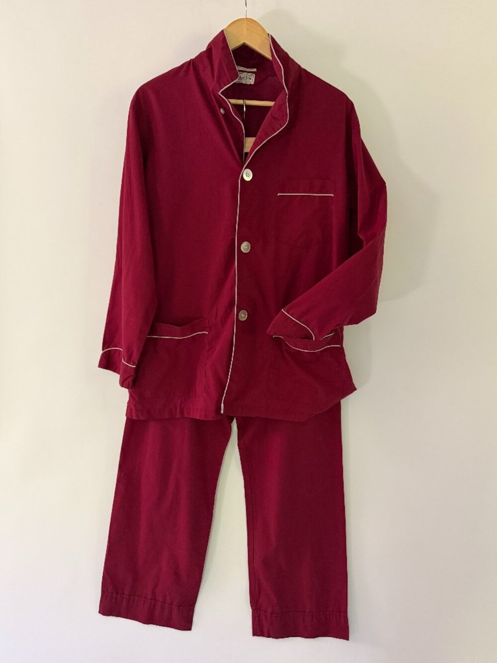 90s Christian Dior Monsieur Pajama Set Red Oxblood Vintage Medium